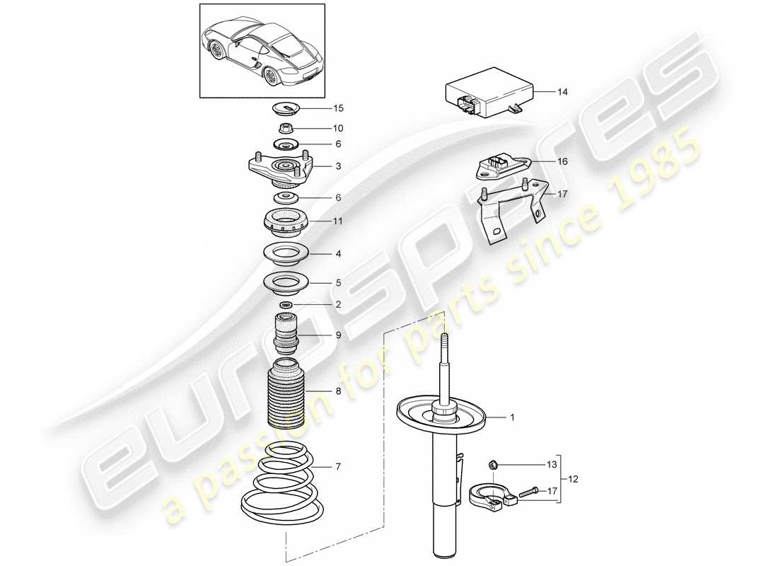 porsche 2010 (987 cayman) aufhängung teilediagramm
