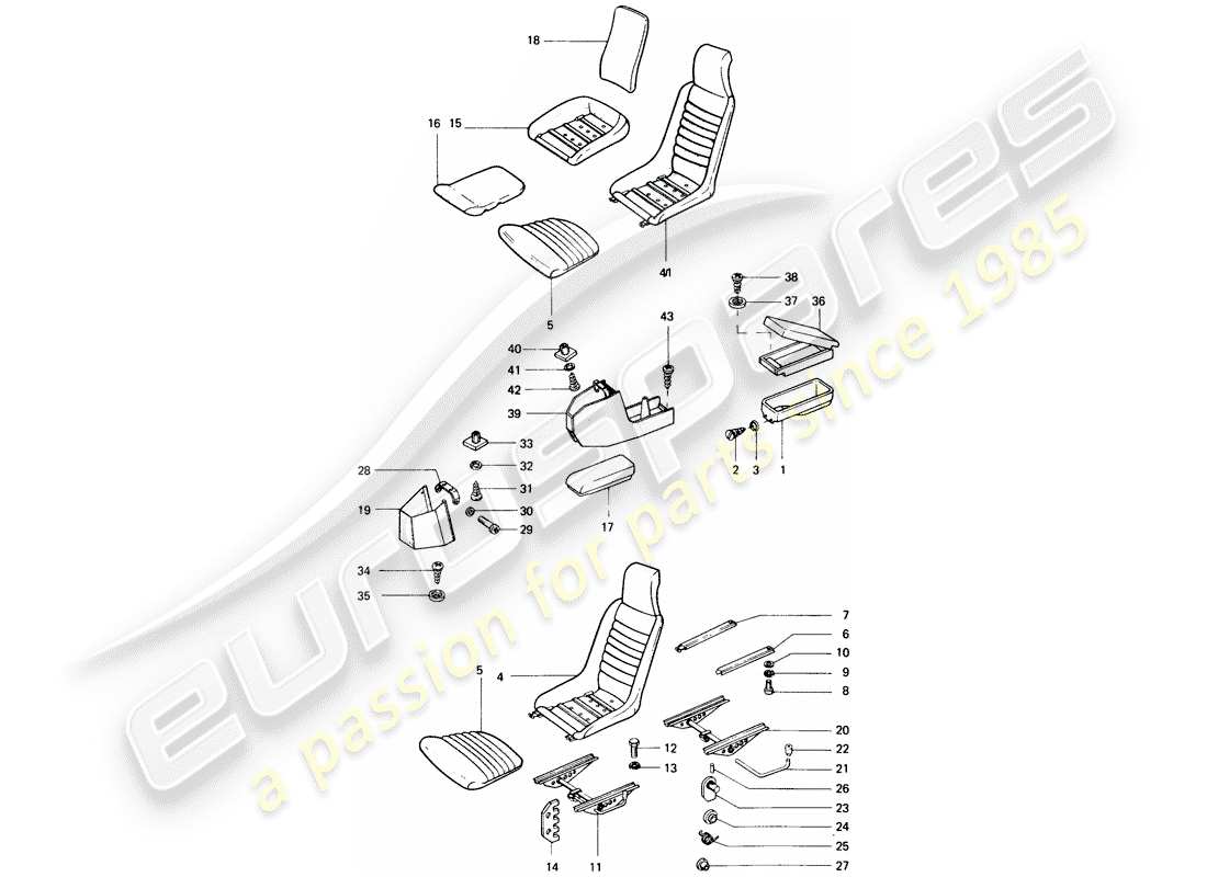 porsche 1976 (914) seat-ersatzteildiagramm