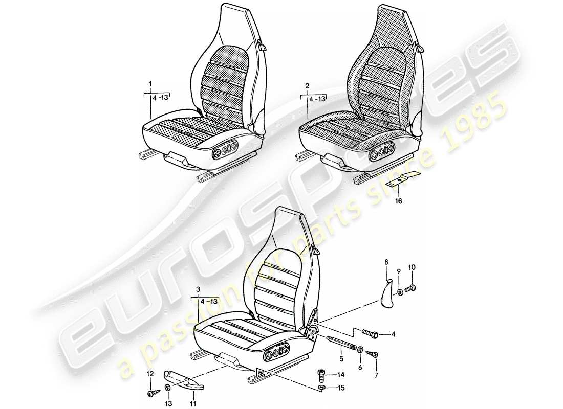 porsche 1986 (944) sitz - komplett ersatzteildiagramm