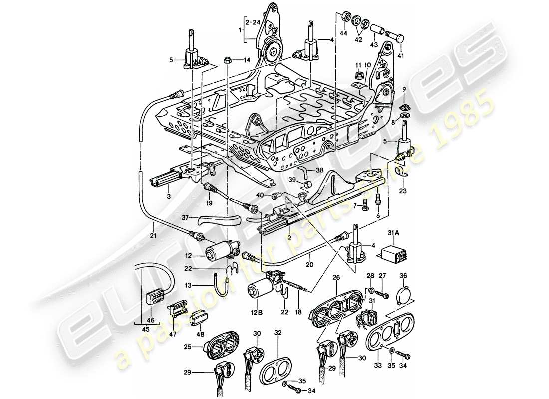 porsche 1984 (911) rahmen für sitz - elektrisch ersatzteildiagramm