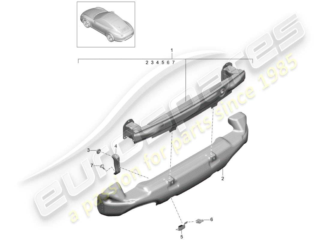 porsche 2016 (991-1) stoßstangenhalterung - ersatzteildiagramm
