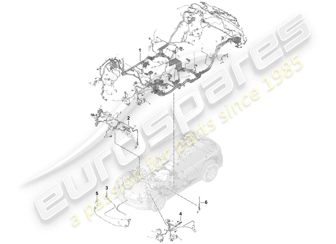 porsche 2020 (cayenne e3 9ya/9yb) kabelbäume ersatzteildiagramm