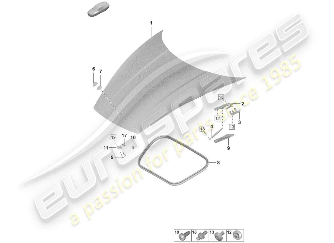 porsche 2020 (992-1) hood-teilediagramm