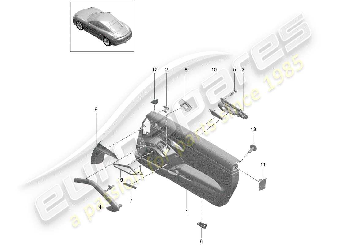 porsche 2016 (981 cayman) türplatte teilediagramm