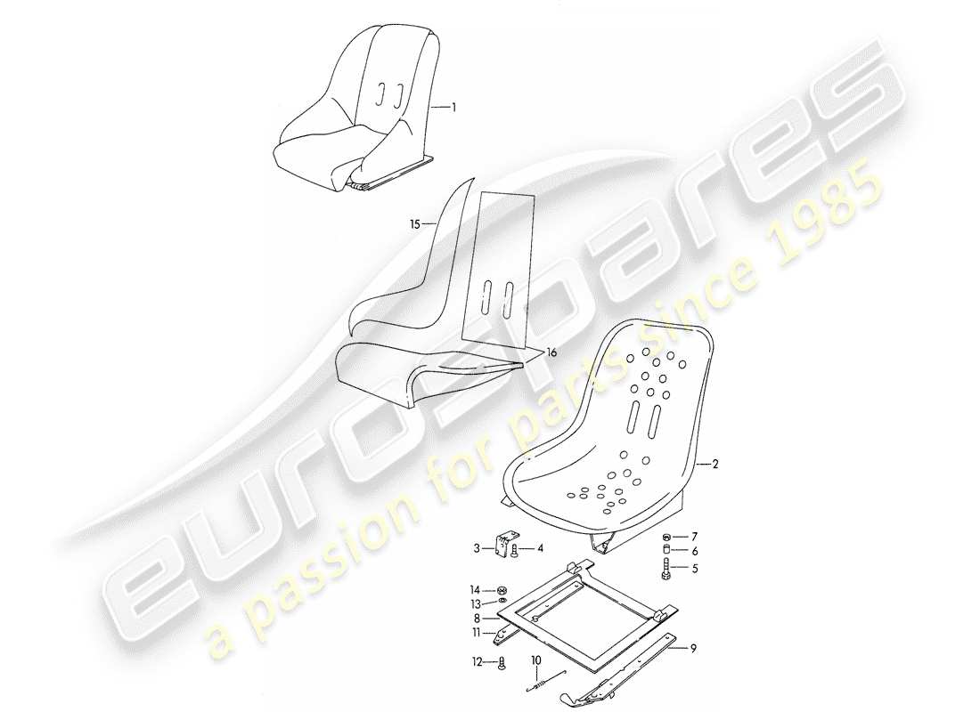porsche 1960 (356b/356c) seat-ersatzteildiagramm
