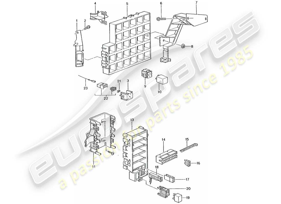 porsche 1998 (996) sicherungskasten/relaisplatte - armaturenbrett ersatzteildiagramm