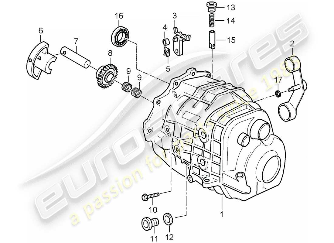 porsche 2001 (986 boxster) getriebegehäuse - getriebedeckel ersatzteildiagramm
