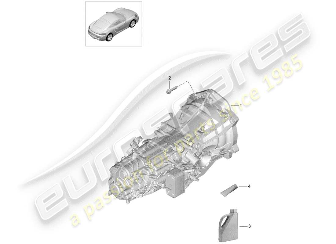 porsche 2019 (718 cayman) schaltgetriebe teilediagramm