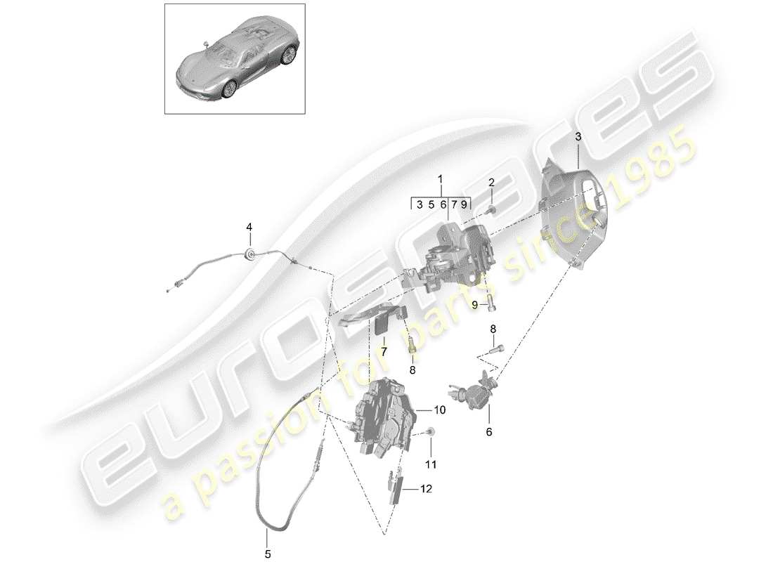 porsche 918 spyder (2015) türgriff ersatzteildiagramm