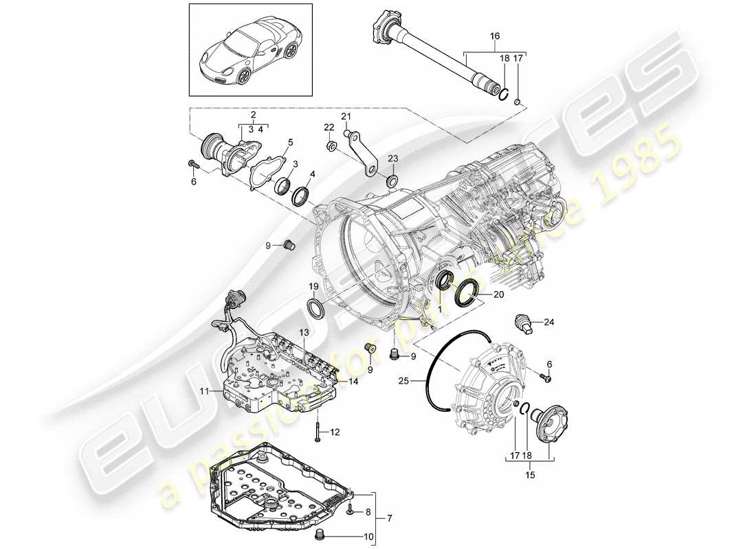 porsche 2009 (987 boxster) - pdk - teilediagramm