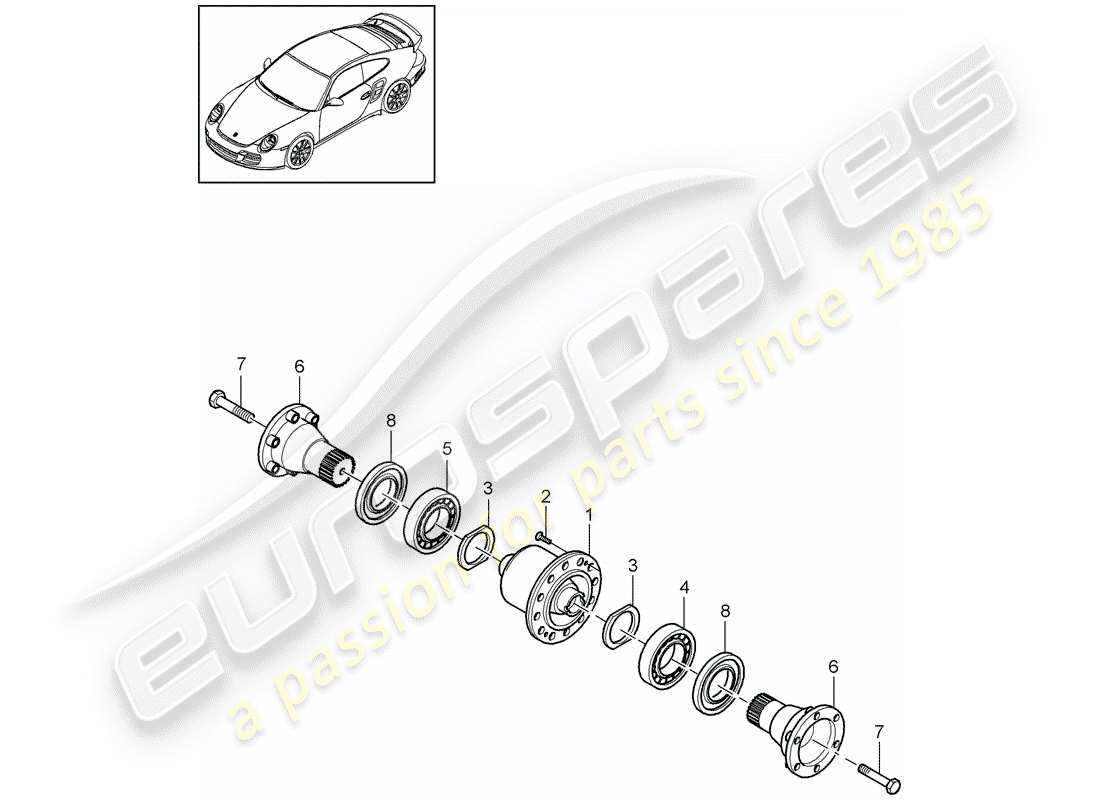 porsche 2012 (997-2 turbo / gt2 rs) sperrdifferential ersatzteildiagramm