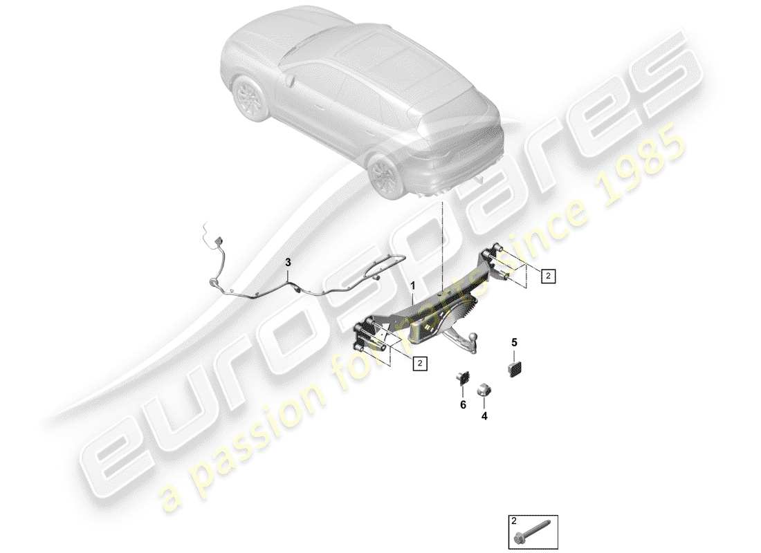 porsche 2020 (cayenne e3 9ya/9yb) anhängerkupplung - ersatzteildiagramm