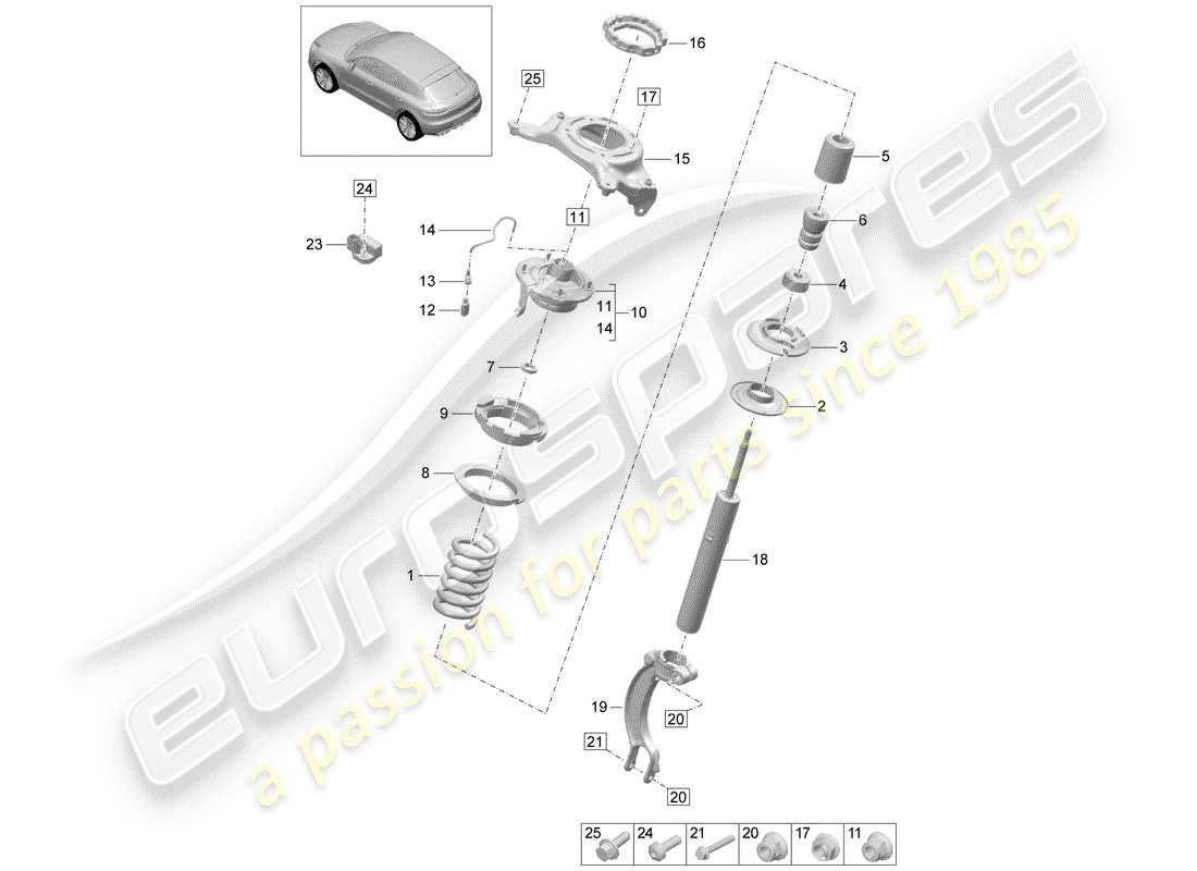 porsche 2019 (macan) stahlfederaufhängung ersatzteildiagramm