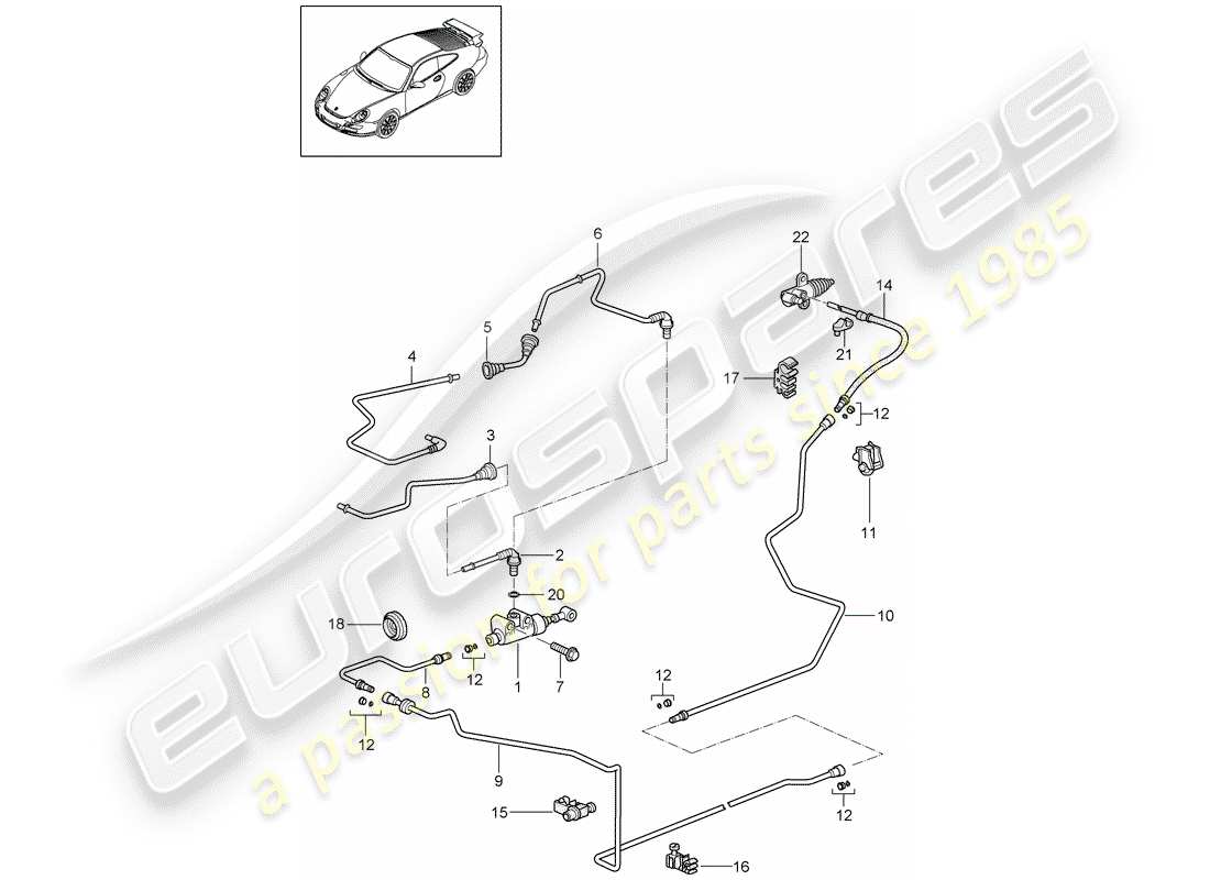 porsche 2009 (997-2 gt3) hydraulische kupplung ersatzteildiagramm