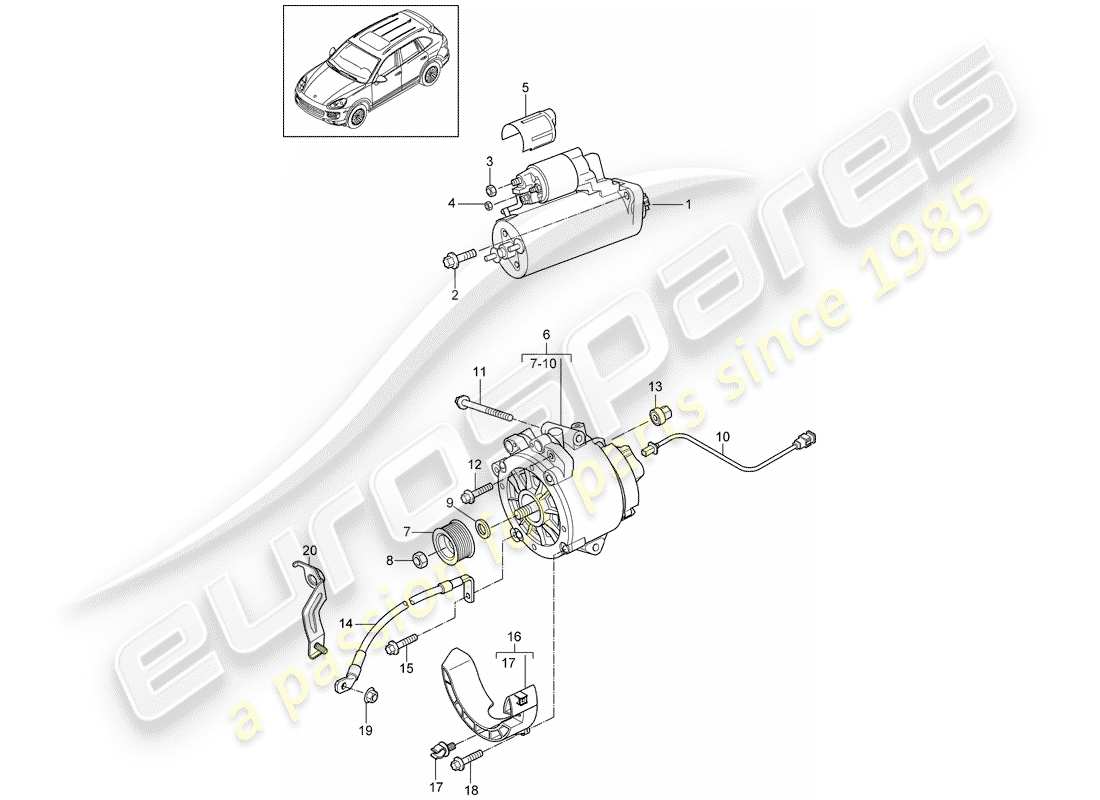 porsche 2011 (cayenne e2 92a) starter-ersatzteildiagramm