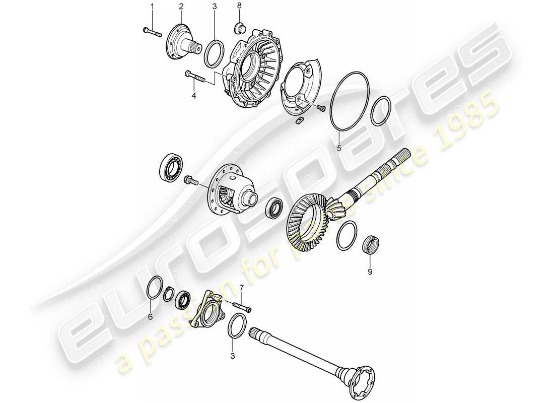 porsche 2000 (986 boxster) tiptronic - differential - differentialgehäuse ersatzteildiagramm