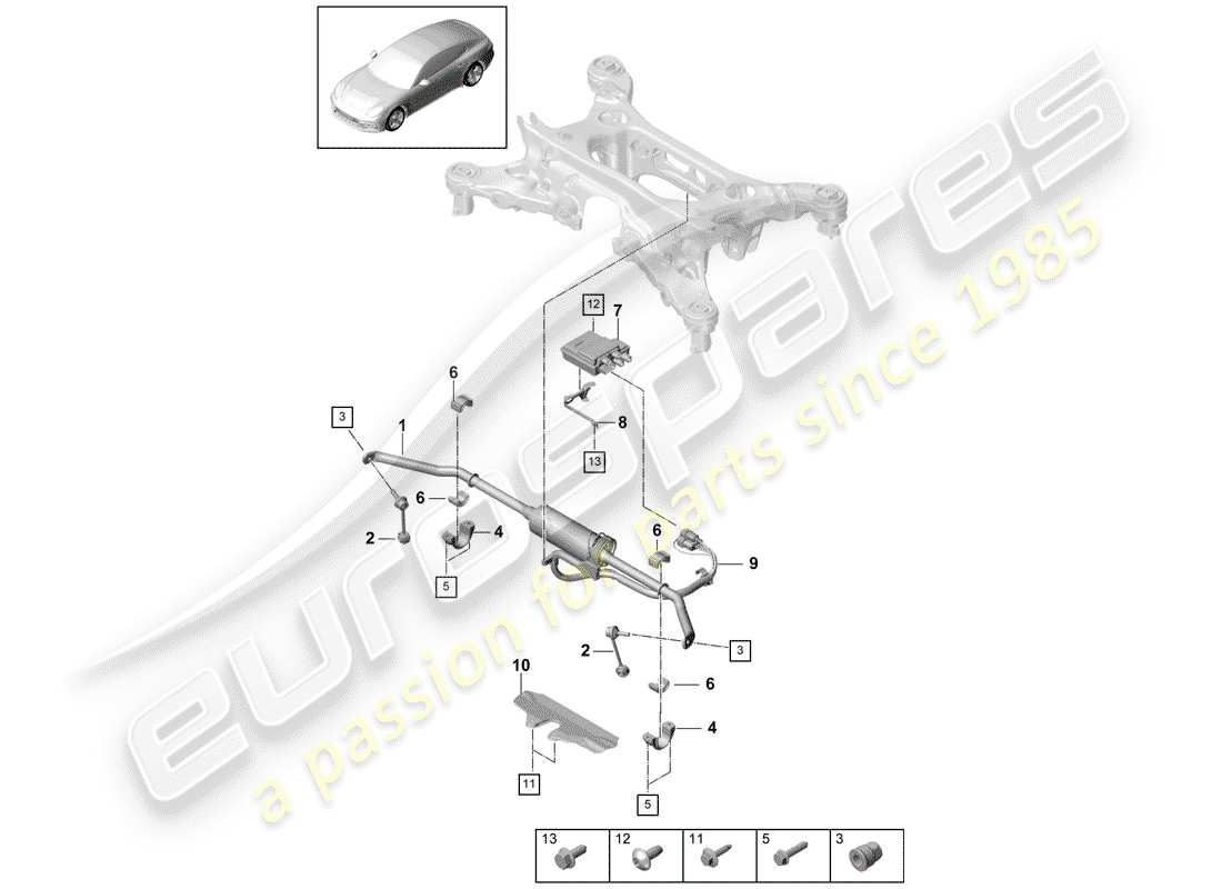 porsche 2020 (panamera 971-1) stabilisator - ersatzteildiagramm