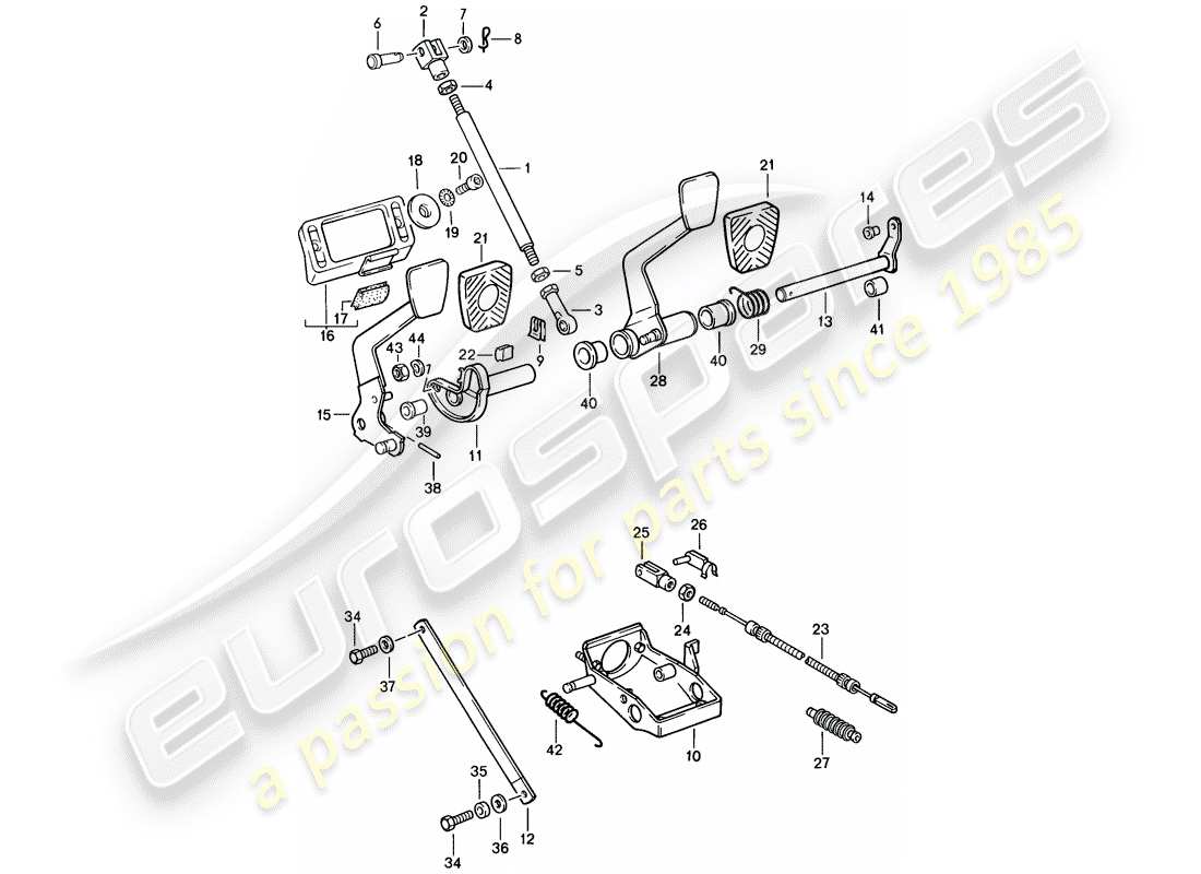 porsche 1987 (911) pedale - d >> - mj 1988 ersatzteildiagramm