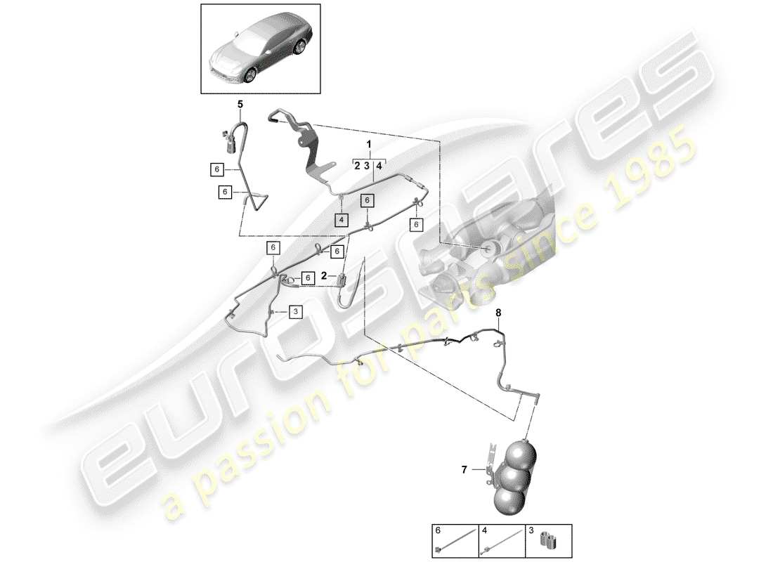 porsche 2020 (panamera 971-1) vakuumsystem teilediagramm