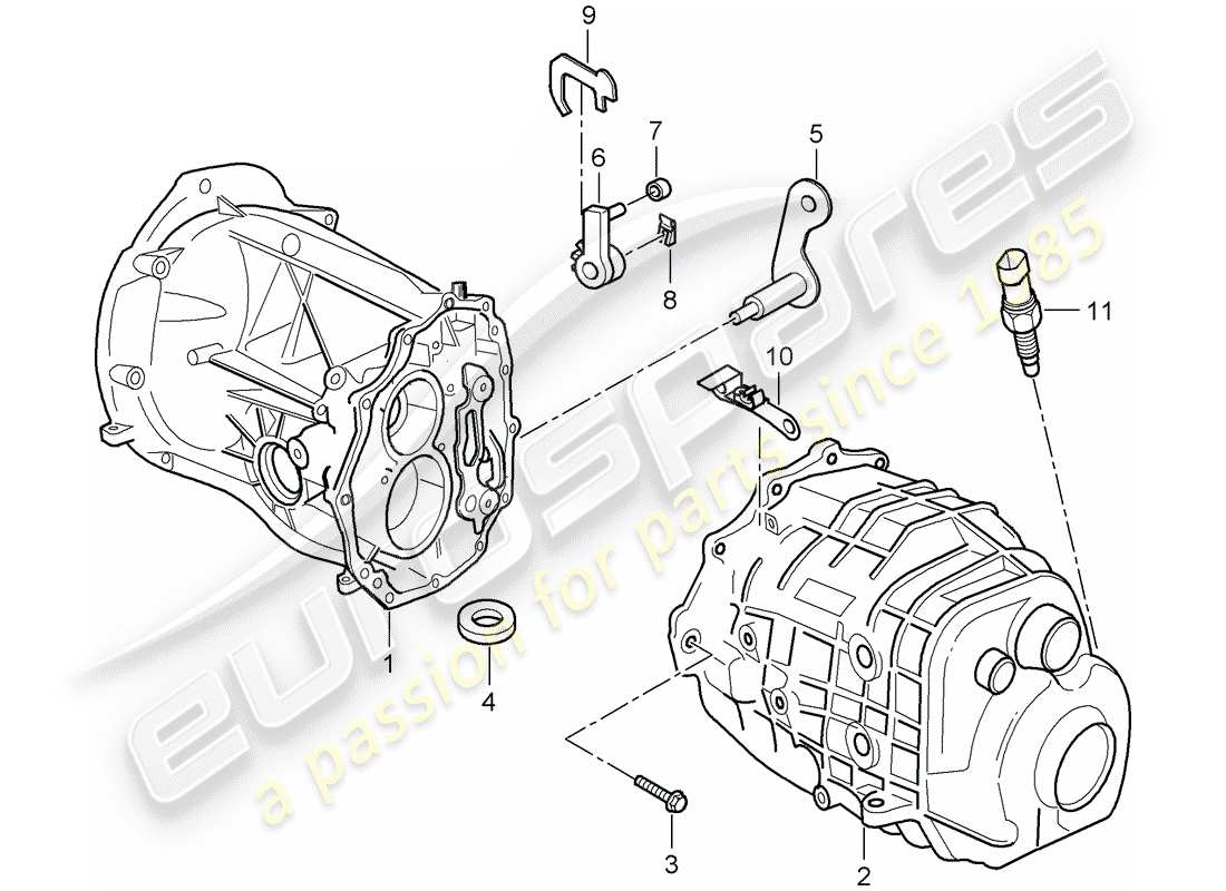 porsche 2001 (986 boxster) getriebegehäuse - getriebedeckel ersatzteildiagramm
