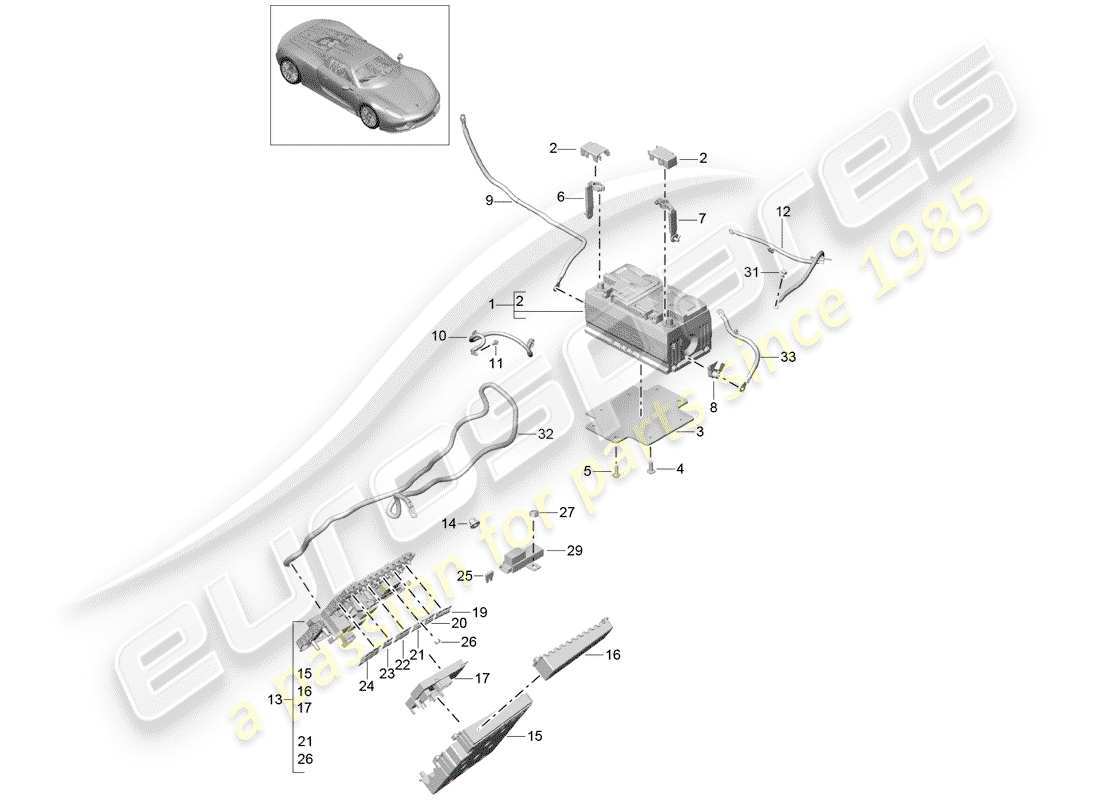 porsche 2015 (918 spyder) batterie teilediagramm