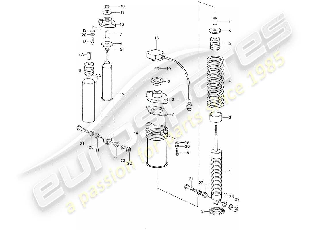 porsche 1988 (959) aufhängung - schwingungsdämpfer ersatzteildiagramm