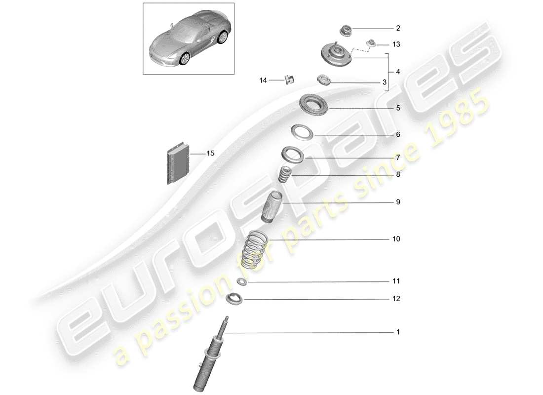 porsche 2016 (981 boxster spyder) vibrationsdämpfer ersatzteildiagramm
