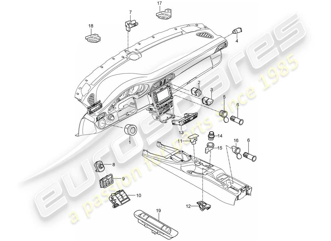 porsche 2012 (997-2 turbo / gt2 rs) switch-ersatzteildiagramm