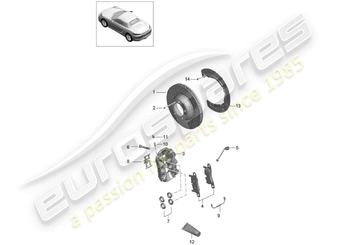 porsche 2017 (718 boxster) scheibenbremsen ersatzteildiagramm