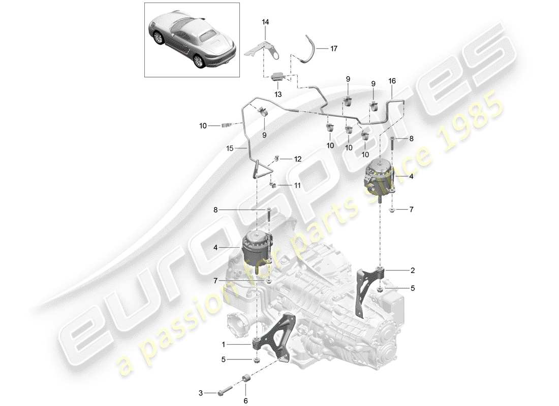porsche 2017 (718 boxster) hilfsrahmen-ersatzteildiagramm