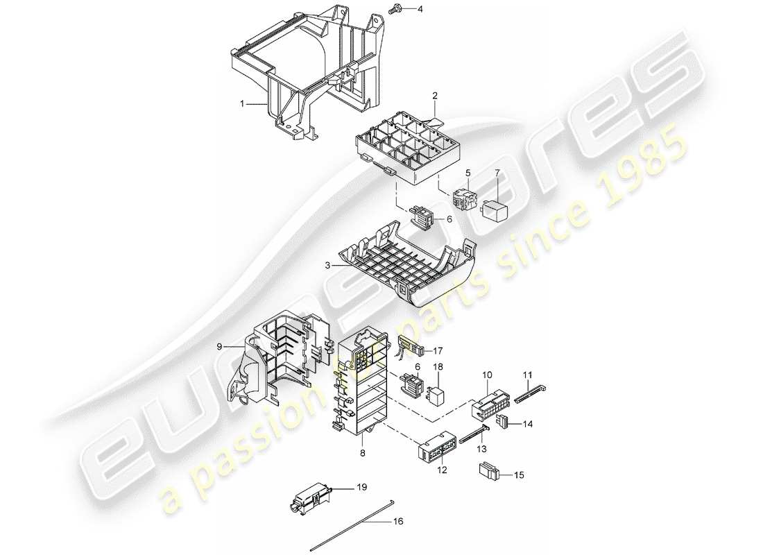 porsche 2007 (987 boxster) sicherungskasten/relaisplatte ersatzteildiagramm