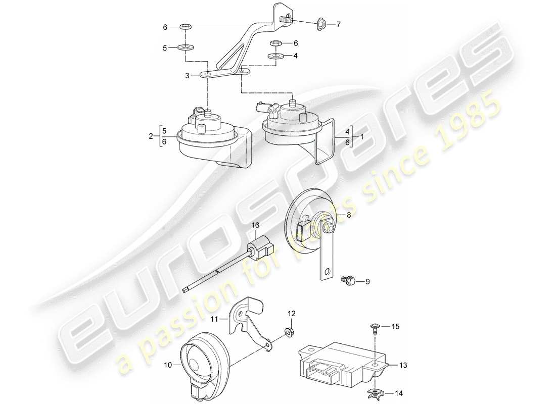 porsche 2006 (987 boxster) fanfare horn ersatzteildiagramm