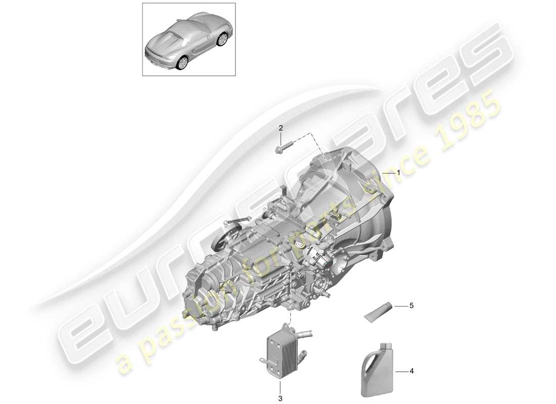porsche 2016 (981 boxster spyder) schaltgetriebe ersatzteildiagramm