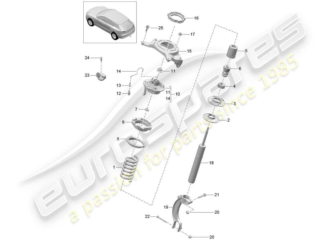 porsche 2015 (macan) stahlfederaufhängung ersatzteildiagramm