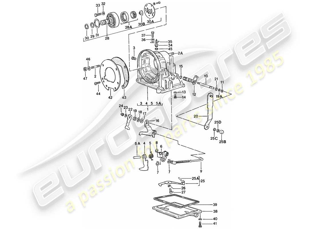 porsche 1986 (944) getriebegehäuse - automatikgetriebe teilediagramm
