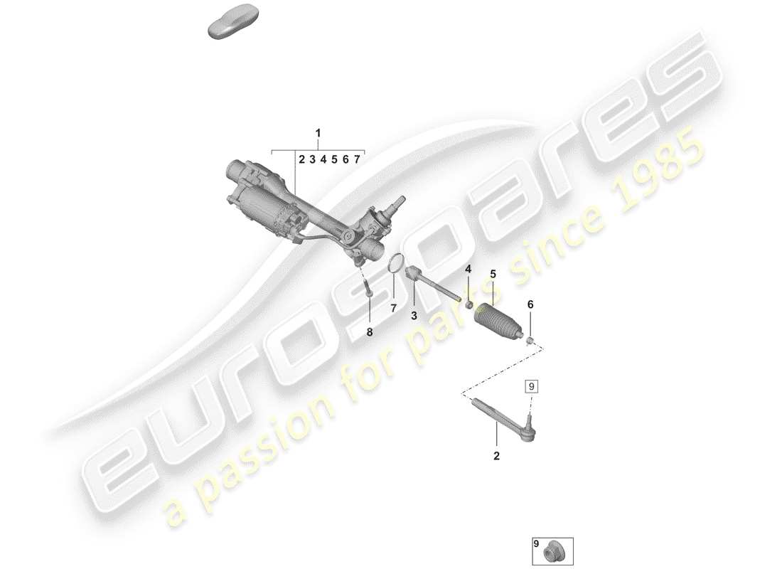 porsche 2020 (992-1) lenkgetriebe teilediagramm
