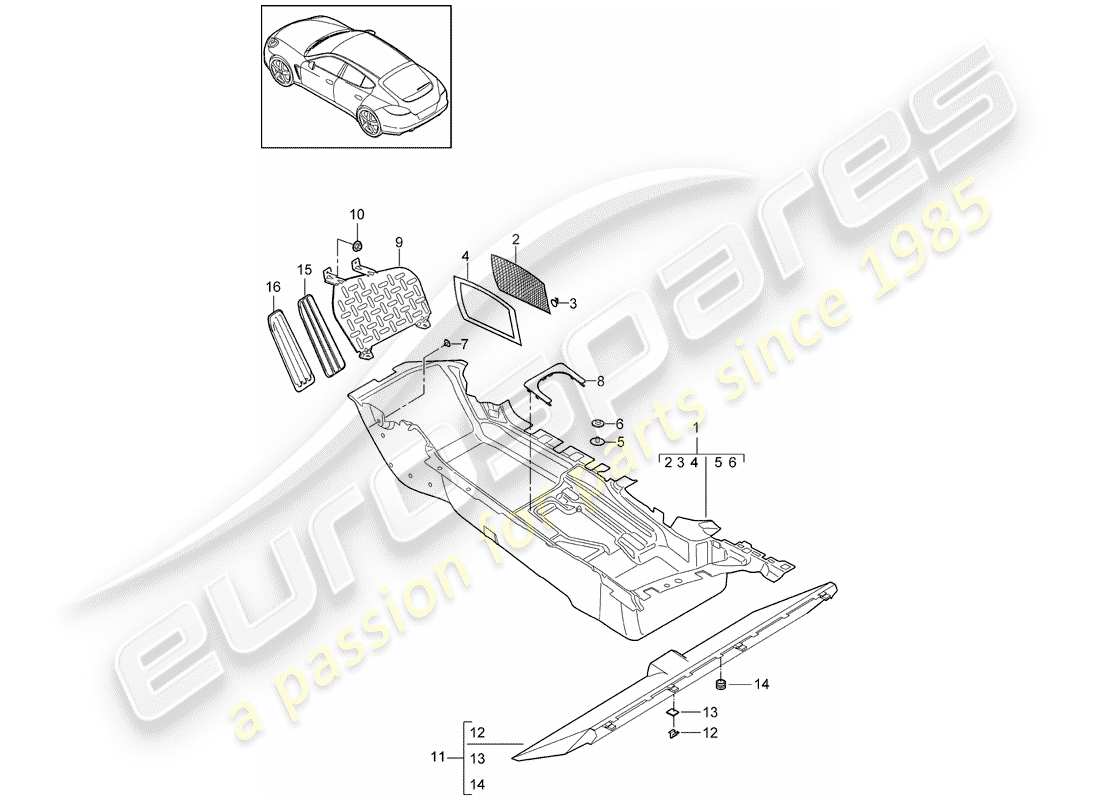 porsche 2016 (panamera 970) bodenabdeckung ersatzteildiagramm