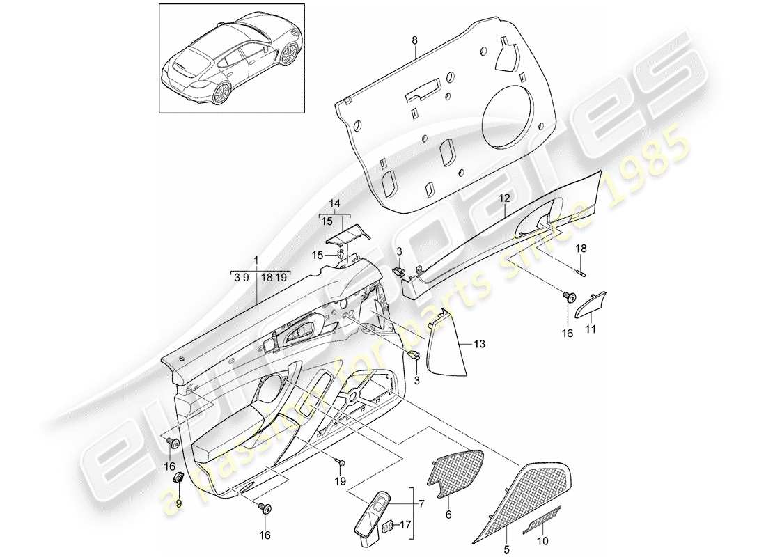 porsche 2013 (panamera 970) türplatte teilediagramm