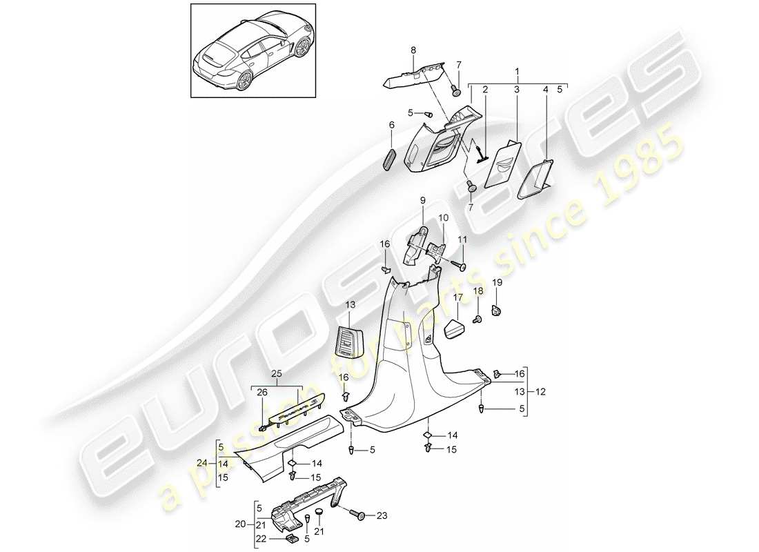 porsche 2011 (panamera 970) lining ersatzteildiagramm