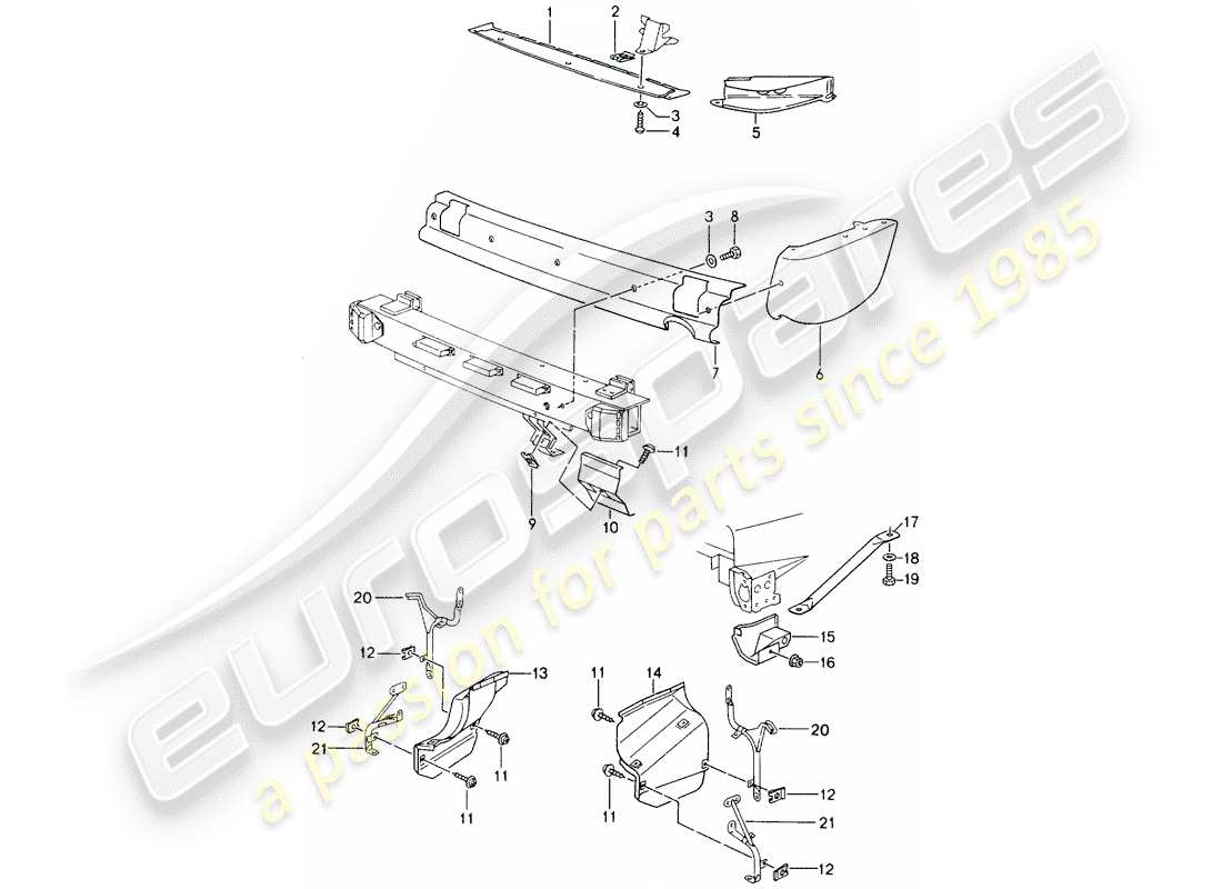 porsche 1989 (964) hitzeschutz - für - stoßstange ersatzteildiagramm