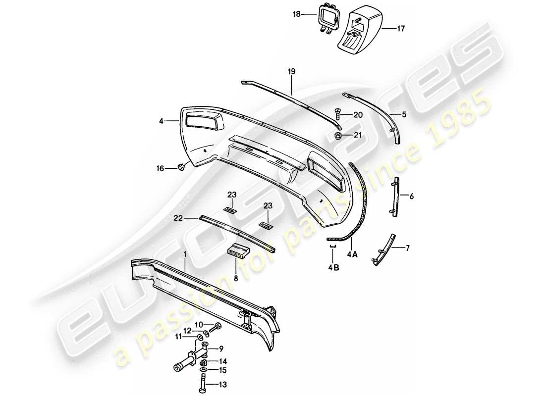 porsche 1982 (928) stoßstange ersatzteildiagramm