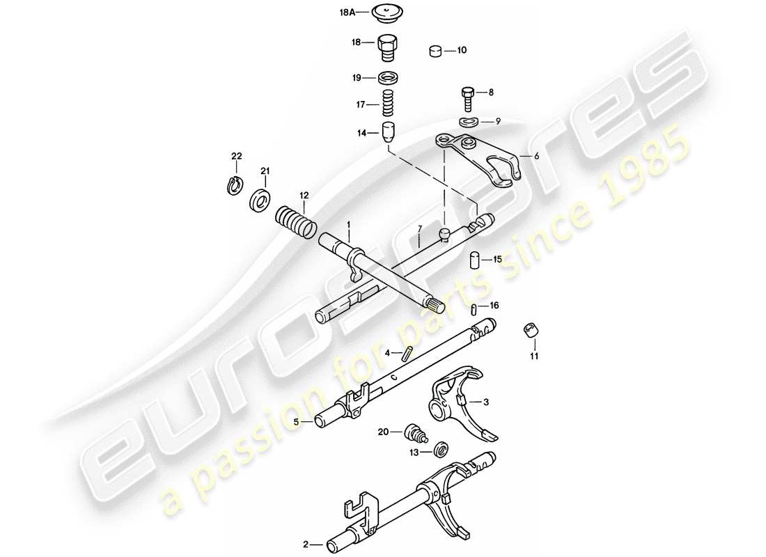 porsche 1976 (924) getriebesteuerung - 4-speed ersatzteildiagramm