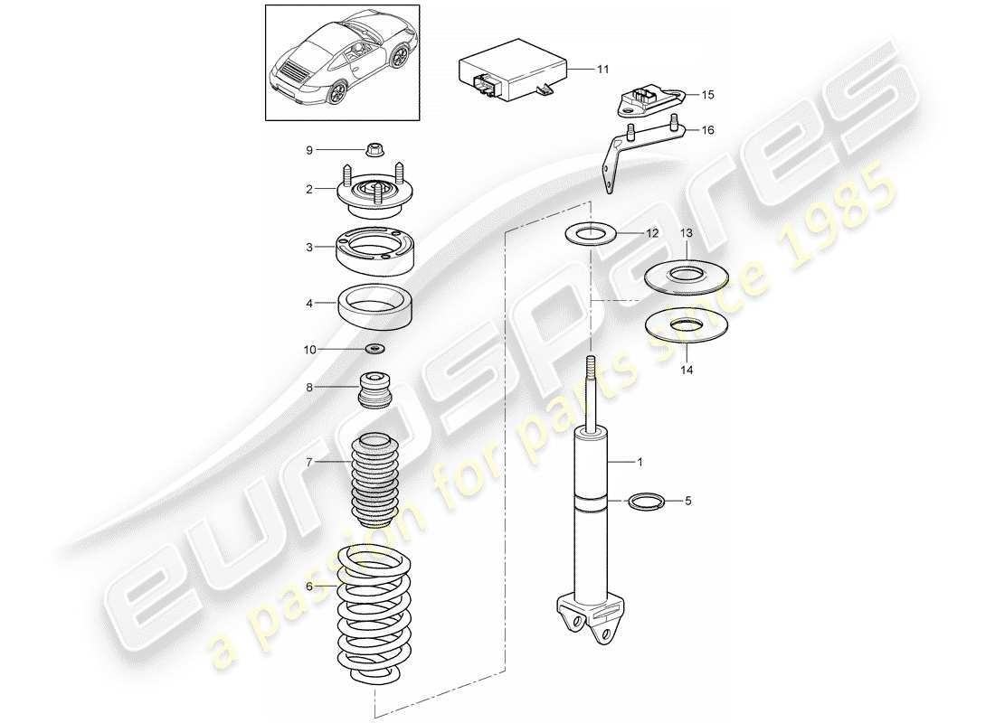 porsche 2012 (997-2) stoßdämpfer-ersatzteildiagramm