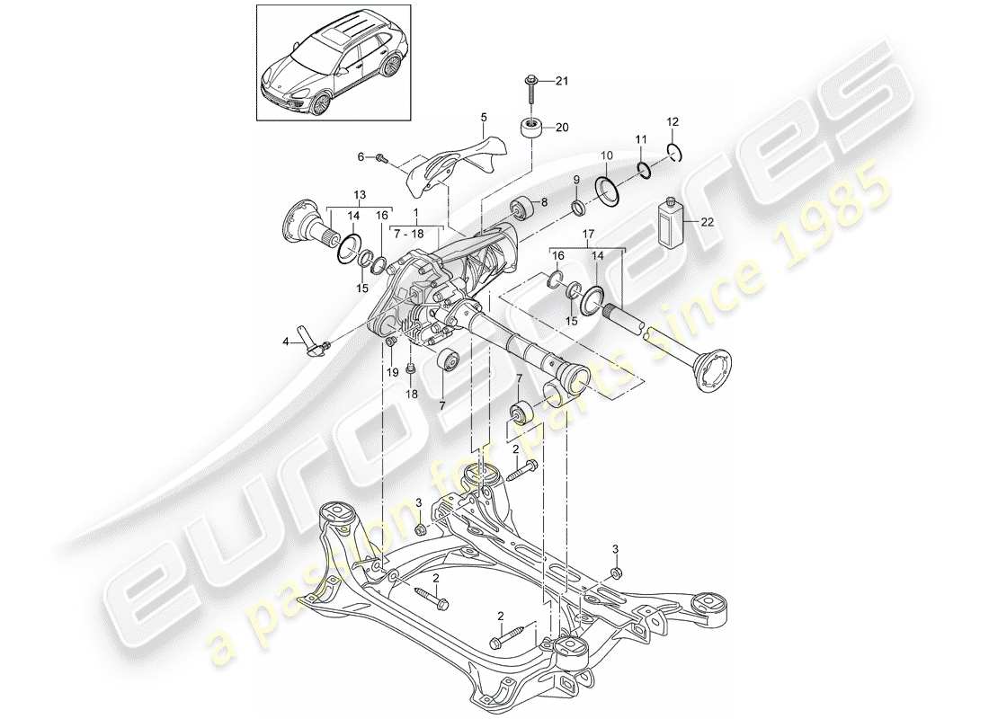 porsche 2013 (cayenne e2 92a) vorderachsdifferential ersatzteildiagramm