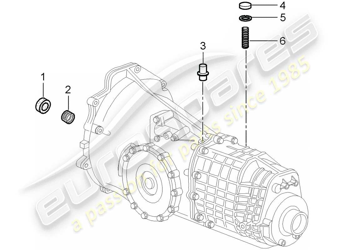 porsche 1999 (986 boxster) getriebe - einzelteile - d - mj 2000>> ersatzteildiagramm