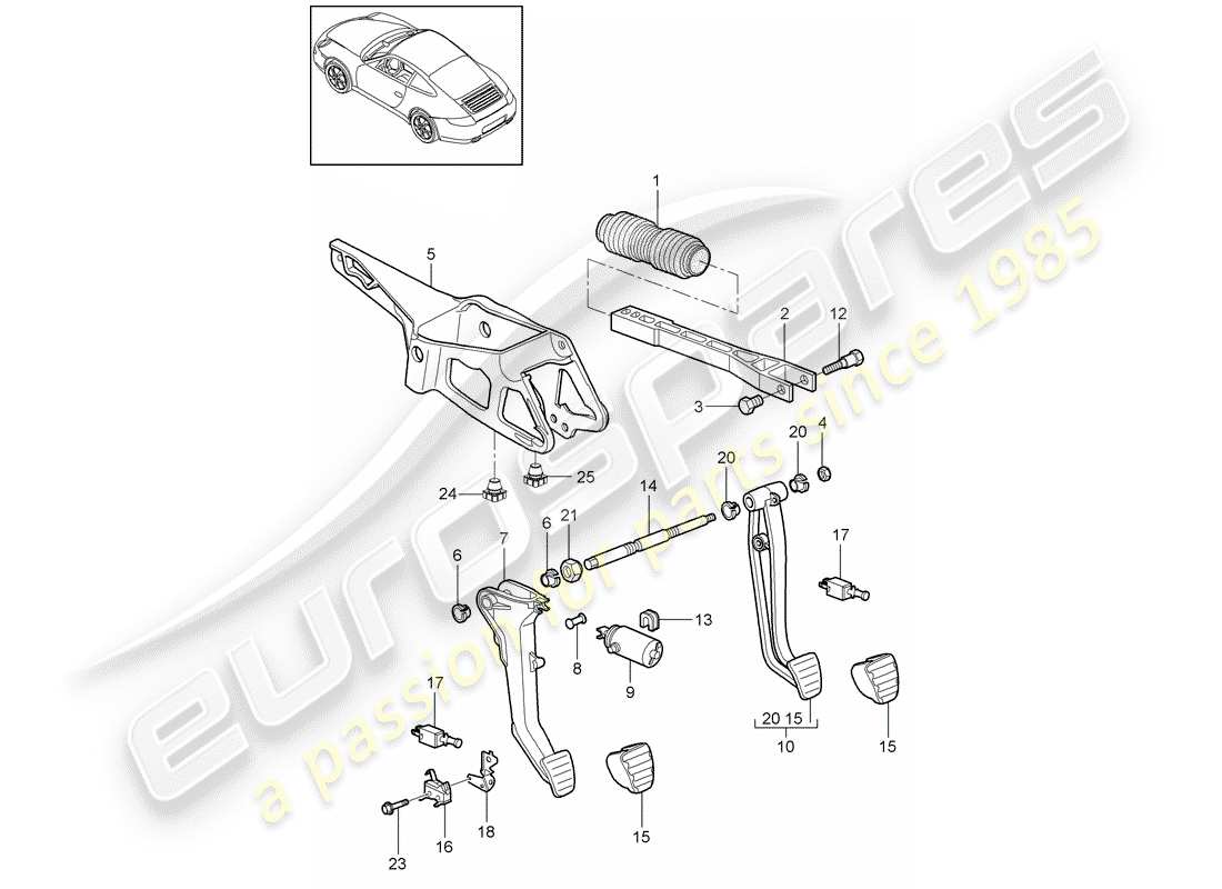porsche 2009 (997-2) pedale teilediagramm
