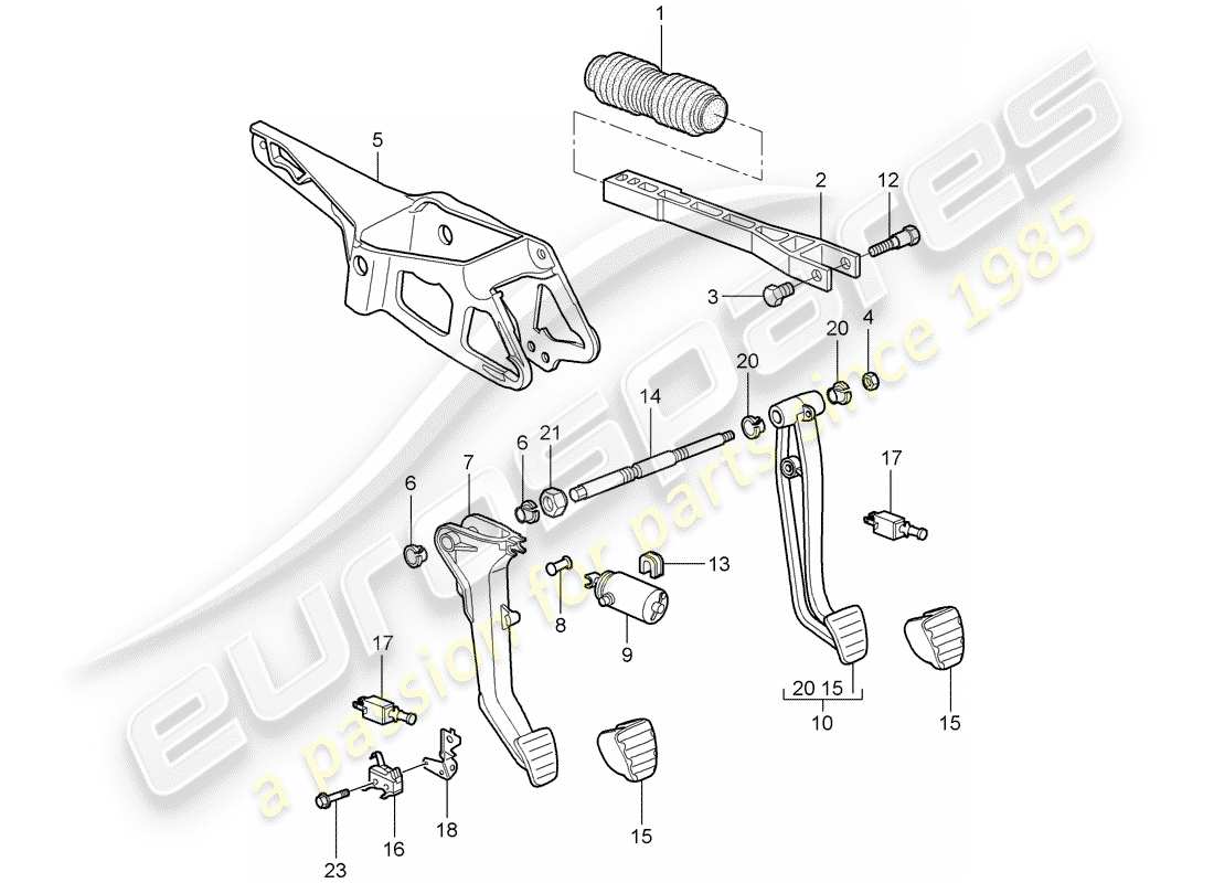 porsche 2007 (997-1 turbo / gt2) pedale teilediagramm