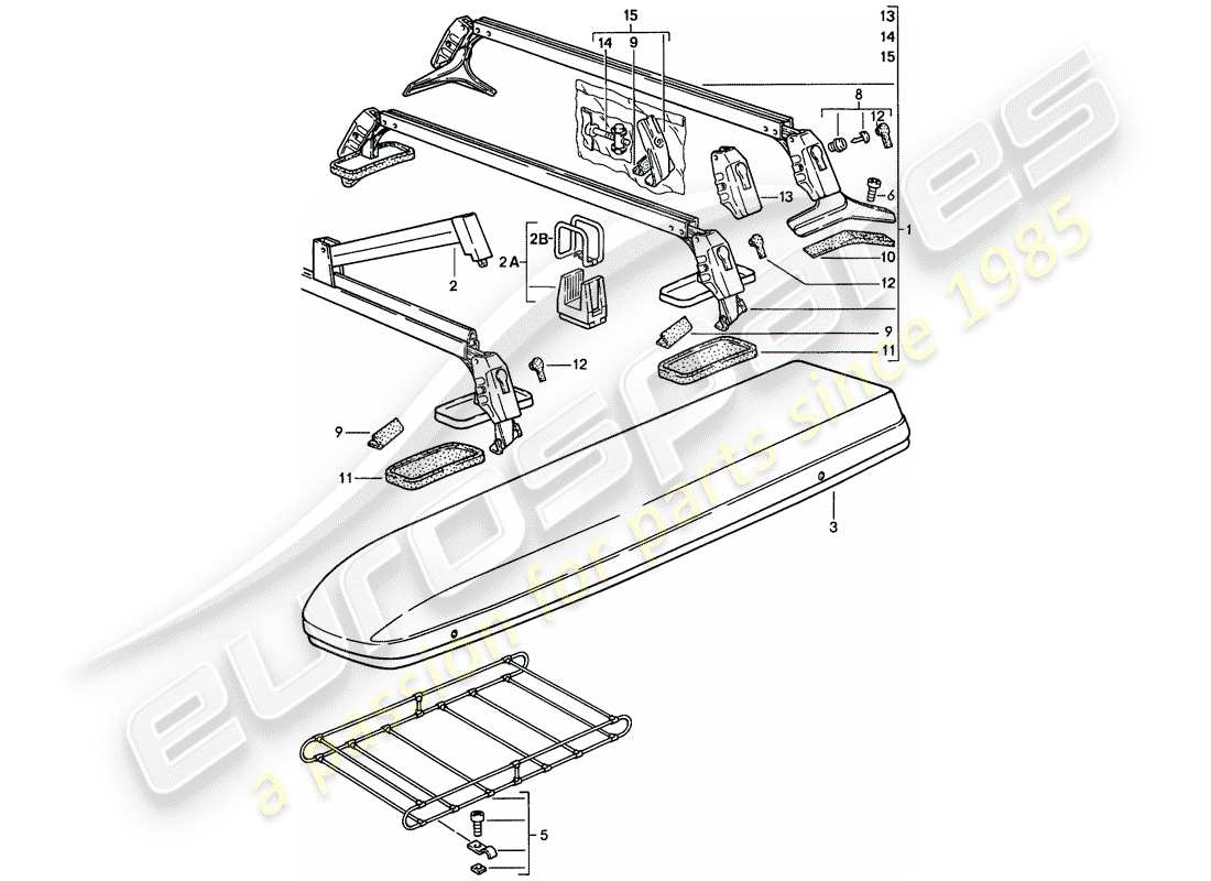 porsche 1986 (924s) dachtransportsystem ersatzteildiagramm