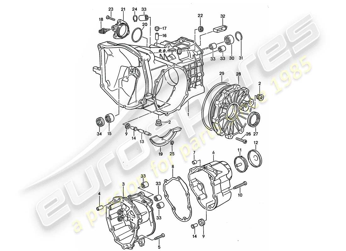 porsche 1992 (968) schaltgetriebe - ersatzgetriebe - getriebegehäuse ersatzteildiagramm