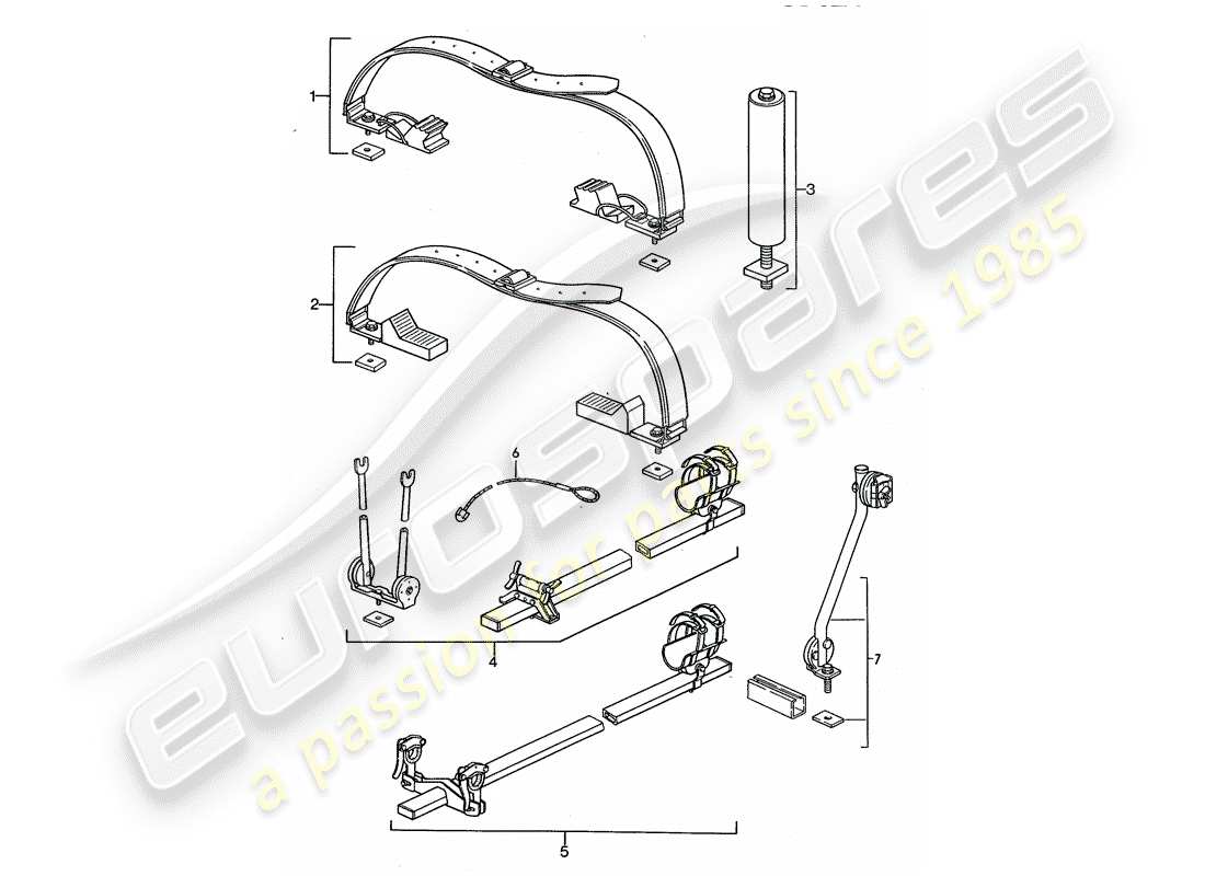 porsche 1992 (968) dachtransportsystem ersatzteildiagramm